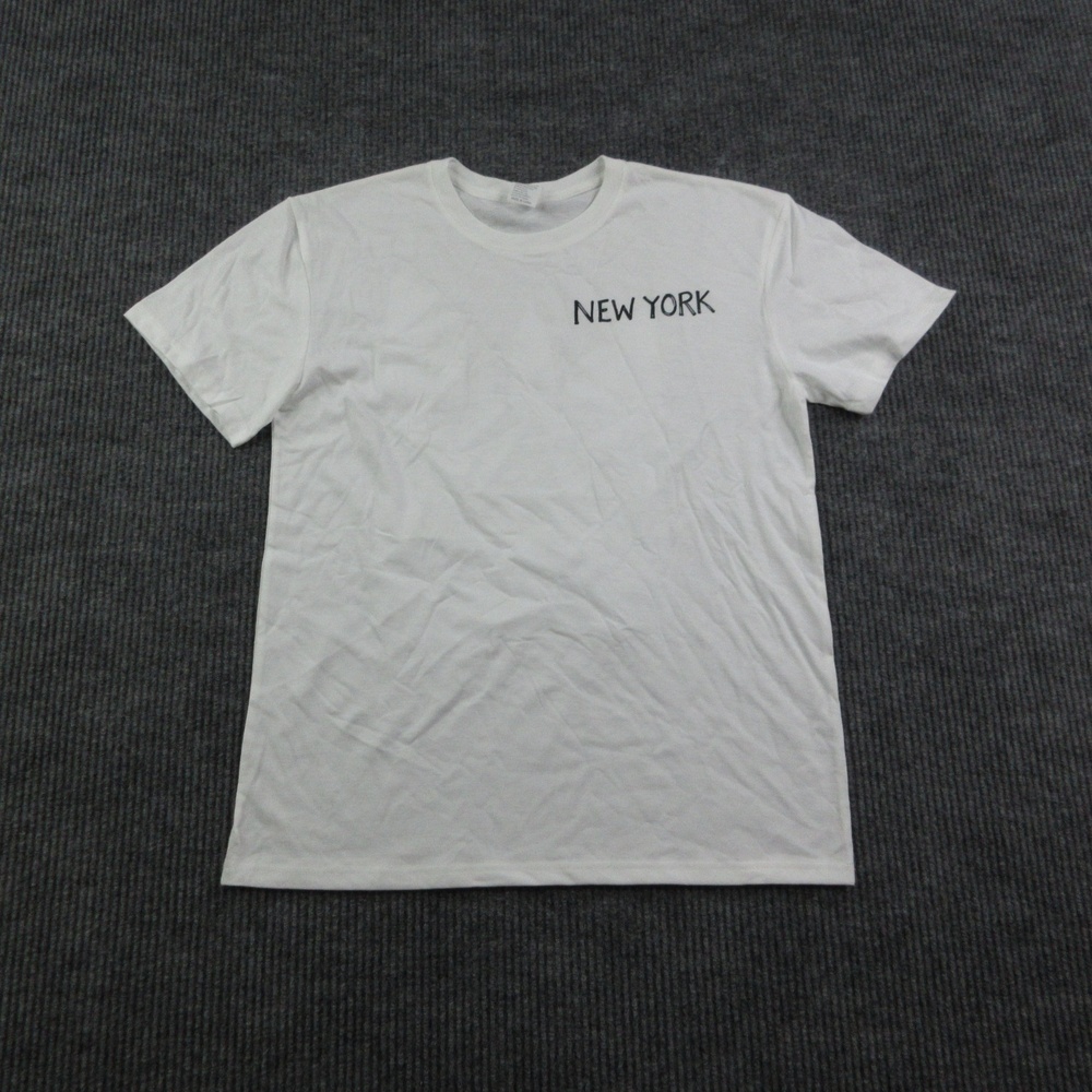 New York Cityscape Shirt Mens M White Cotton Crew Neck Graphic Print Tee